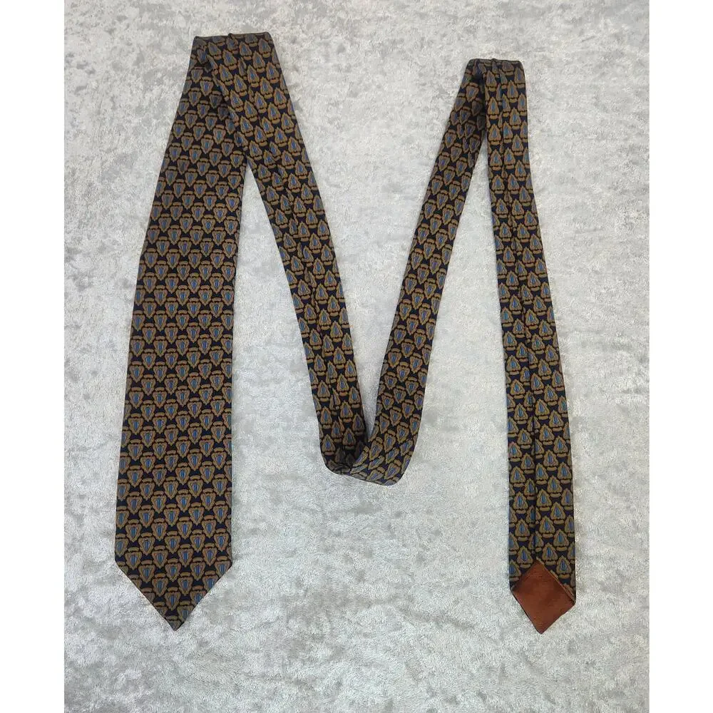 Authentic GUCCI Mens Blue & Gold Tie-100% Silk